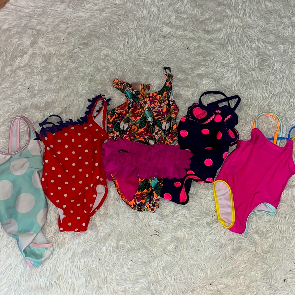 5 swimsuits all 18 month good used condition various brands.